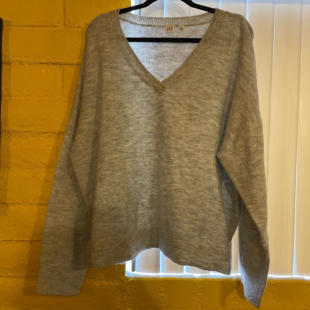Gap Forever Cozy V-Neck Sweater Gray Size XXL